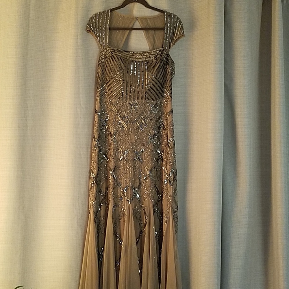 Adriana Papell beaded evening gown